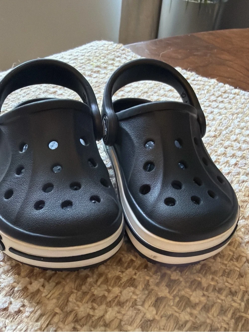 CROCS Kids' Black Clogs with White Accent Logo Trim